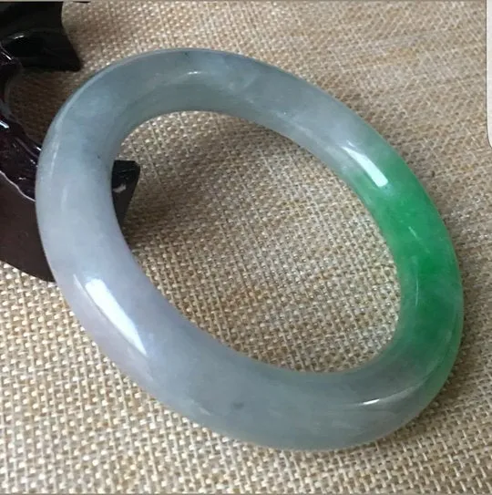 10% OFF- 57/58/59mm Certified Natural 3 Color Jadeite Emerald A*Jade HandCarved Ruyi Flower Bangle C045