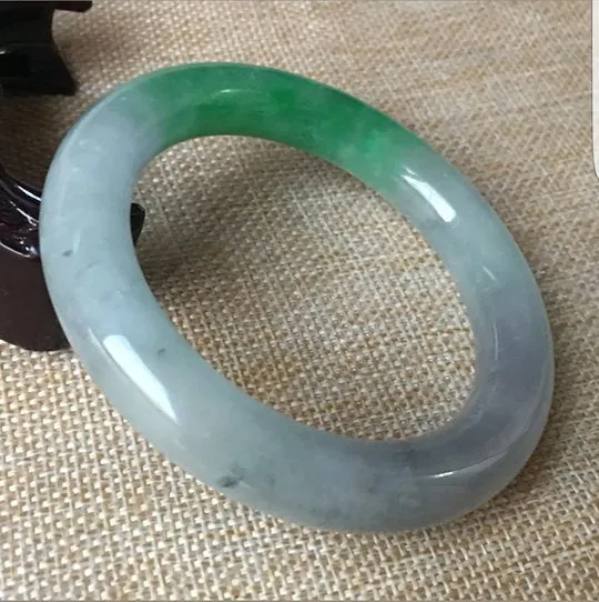 10% OFF- 57/58/59mm Certified Natural 3 Color Jadeite Emerald A*Jade HandCarved Ruyi Flower Bangle C045