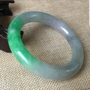 10% OFF- 57/58/59mm Certified Natural 3 Color Jadeite Emerald A*Jade HandCarved Ruyi Flower Bangle C045