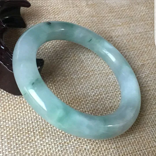 10% OFF- 57/58/59mm Certified Natural 3 Color Jadeite Emerald A*Jade HandCarved Ruyi Flower Bangle C048