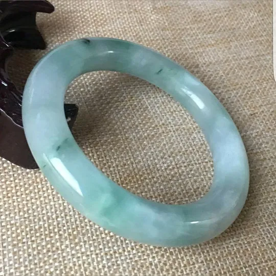 10% OFF- 57/58/59mm Certified Natural 3 Color Jadeite Emerald A*Jade HandCarved Ruyi Flower Bangle C048