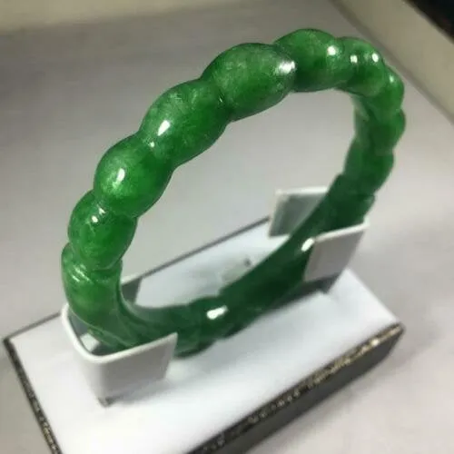 10% OFF- 57/58/59mm Certified Natural Green Jadeite Emerald A*Jade HandCarved Dragon Round Bracelet Bangle GX3134