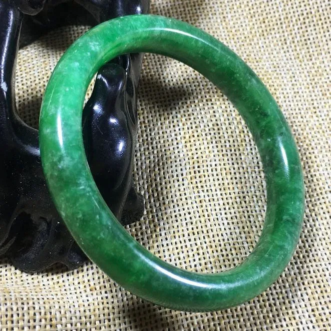 10% OFF- 57/58/59mm Certified Natural Jadeite Emerald A Jade HandCarved Round Bangle A005