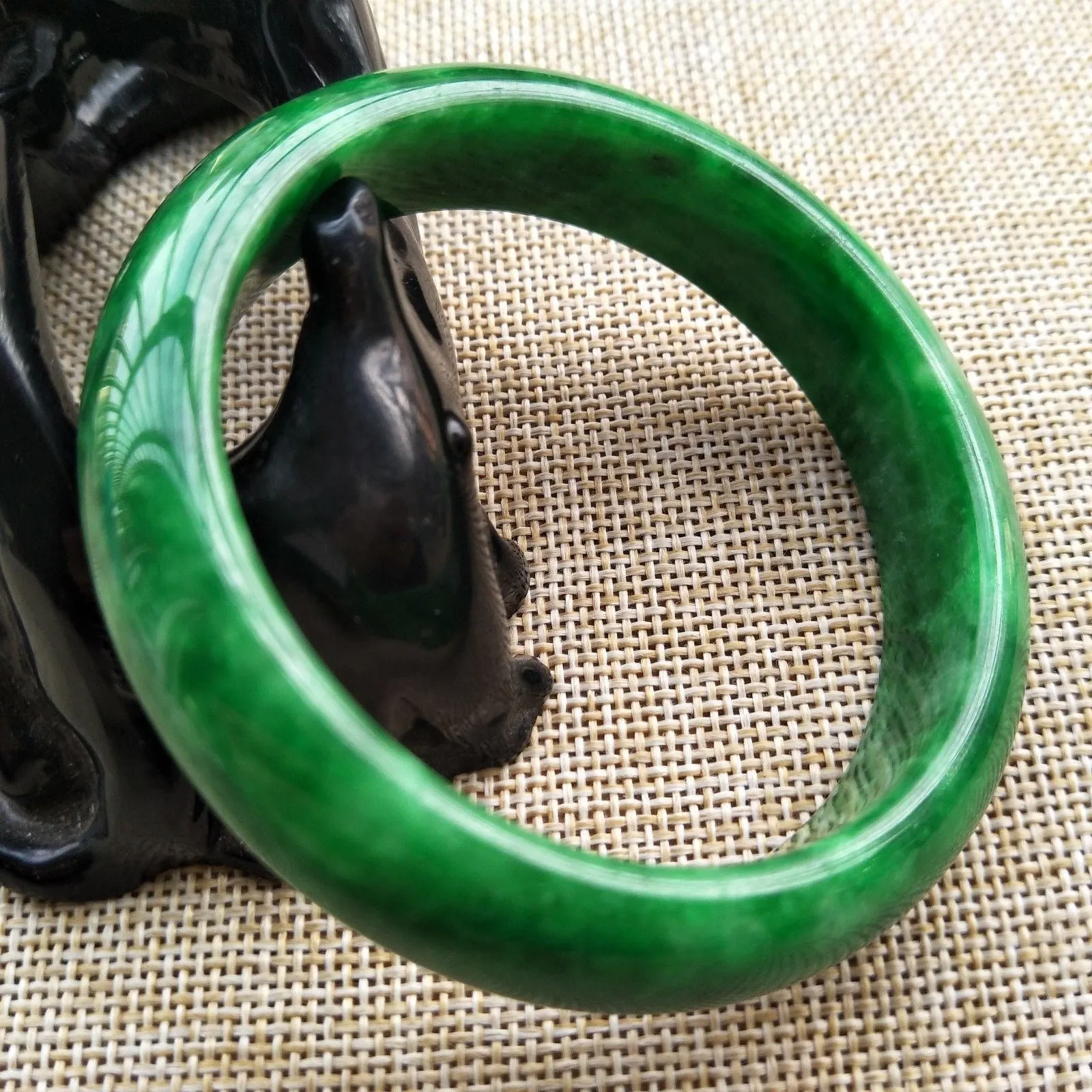 10% OFF- 57/58/59mm Certified Natural Jadeite Emerald A*Jade HandCarved Bangle F545