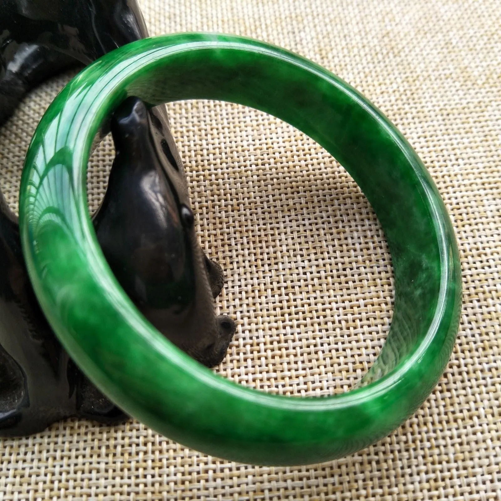 10% OFF- 57/58/59mm Certified Natural Jadeite Emerald A*Jade HandCarved Bangle F545