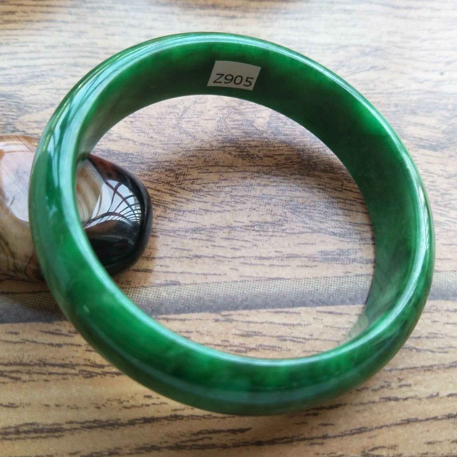 10% OFF- 57/58/59mm Certified Natural Jadeite Emerald A*Jade Handcarved Bangle Z905