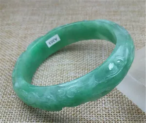10% OFF- 57/58/59mm Certified Natural Jadeite Emerald A*Jade HandCarved Dragon Bangle A353
