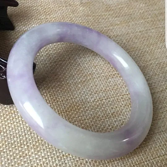 10% OFF- 57/58/59mm Certified Natural Lavender Jadeite Emerald A*Jade HandCarved Bangle C042