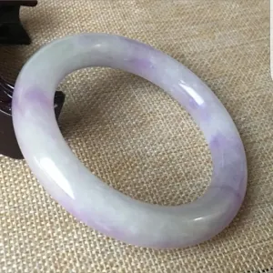 10% OFF- 57/58/59mm Certified Natural Lavender Jadeite Emerald A*Jade HandCarved Bangle C042