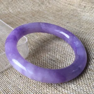 10% OFF- 57/58/59mm Certified Natural Lavender Jadeite Emerald A*Jade HandCarved Bangle L083