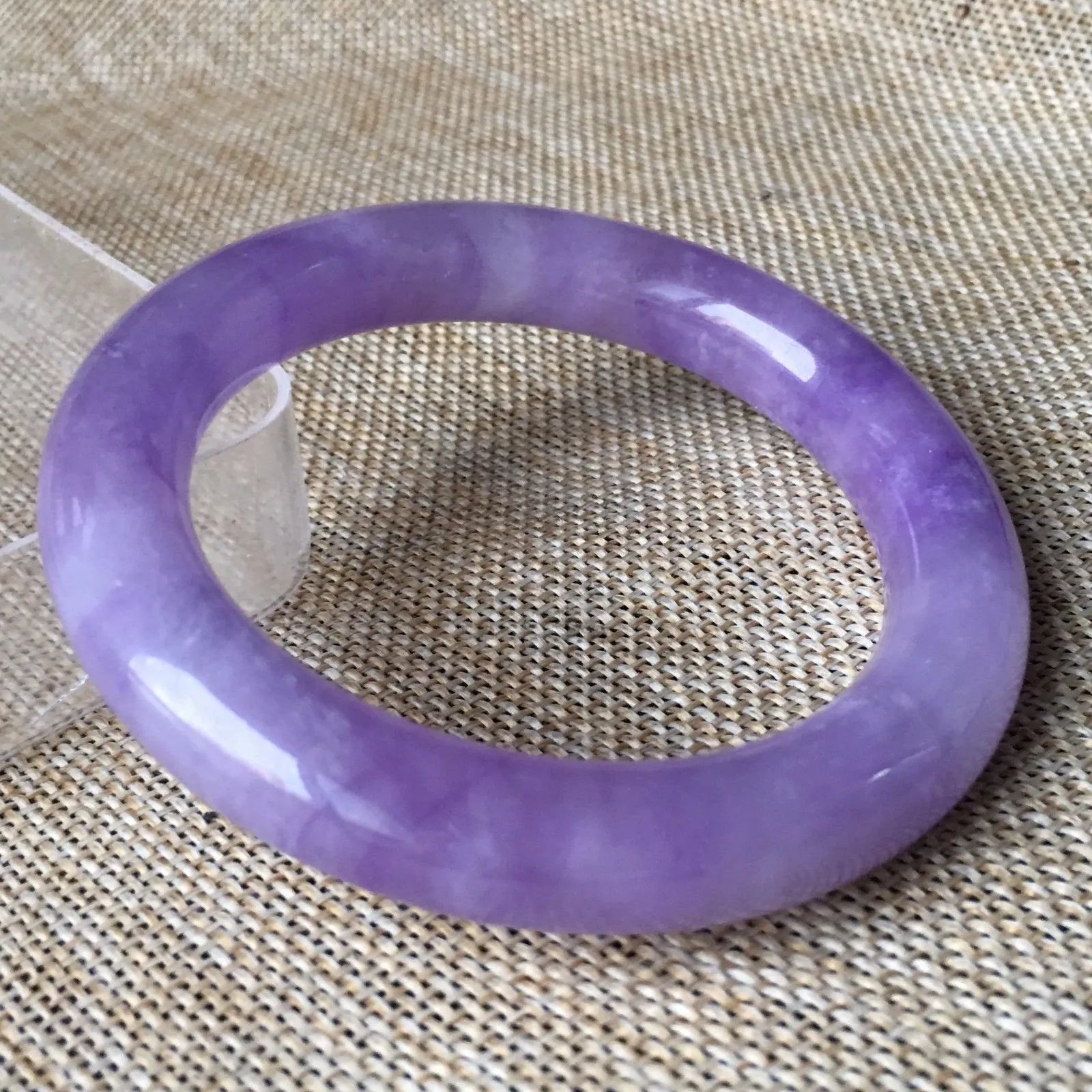 10% OFF- 57/58/59mm Certified Natural Lavender Jadeite Emerald A*Jade HandCarved Bangle L083