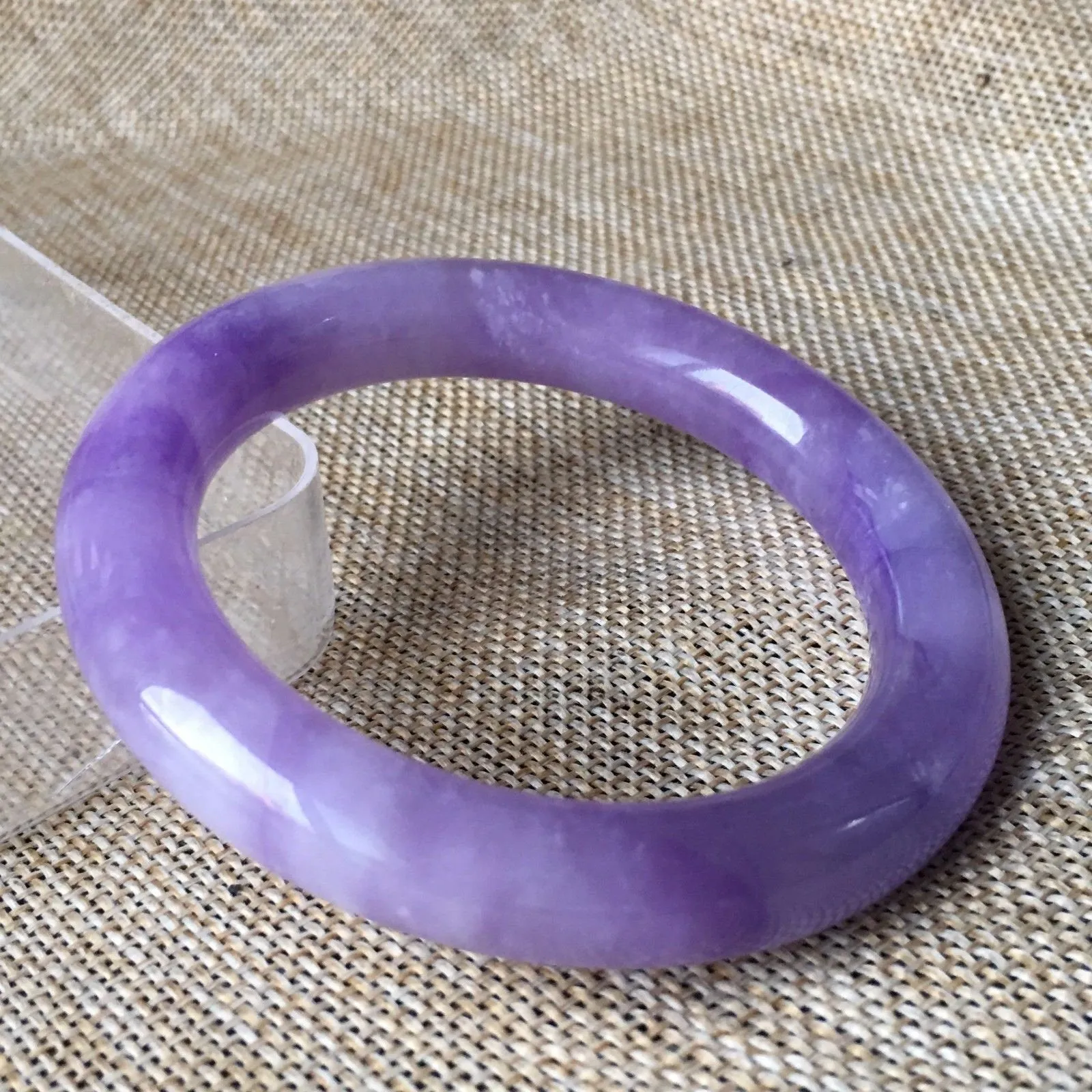 10% OFF- 57/58/59mm Certified Natural Lavender Jadeite Emerald A*Jade HandCarved Bangle L083