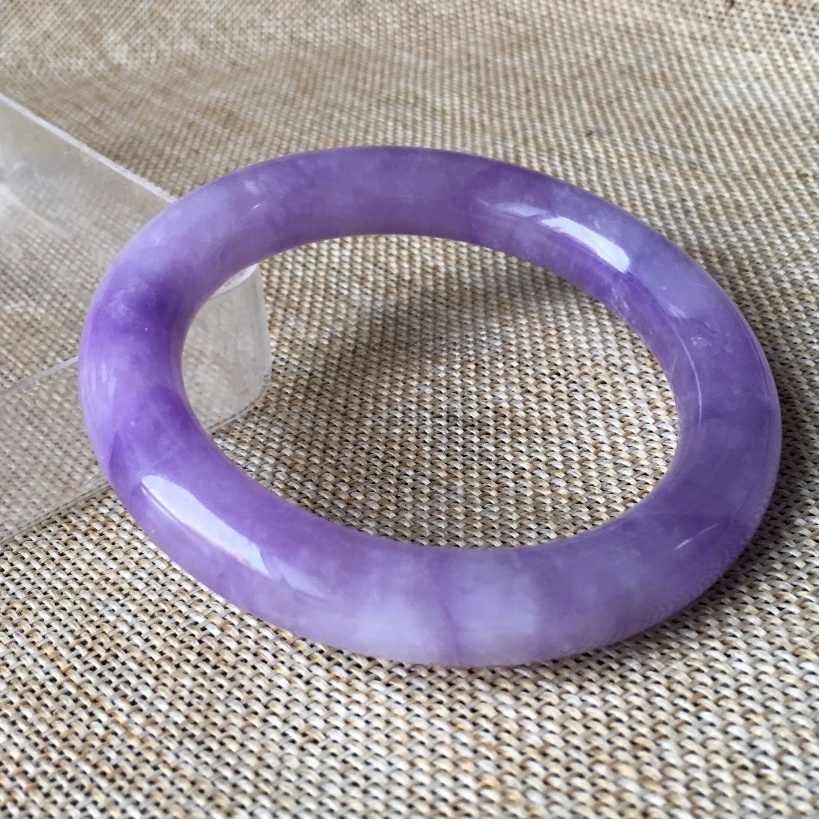 10% OFF- 57/58/59mm Certified Natural Lavender Jadeite Emerald A*Jade HandCarved Bangle L083