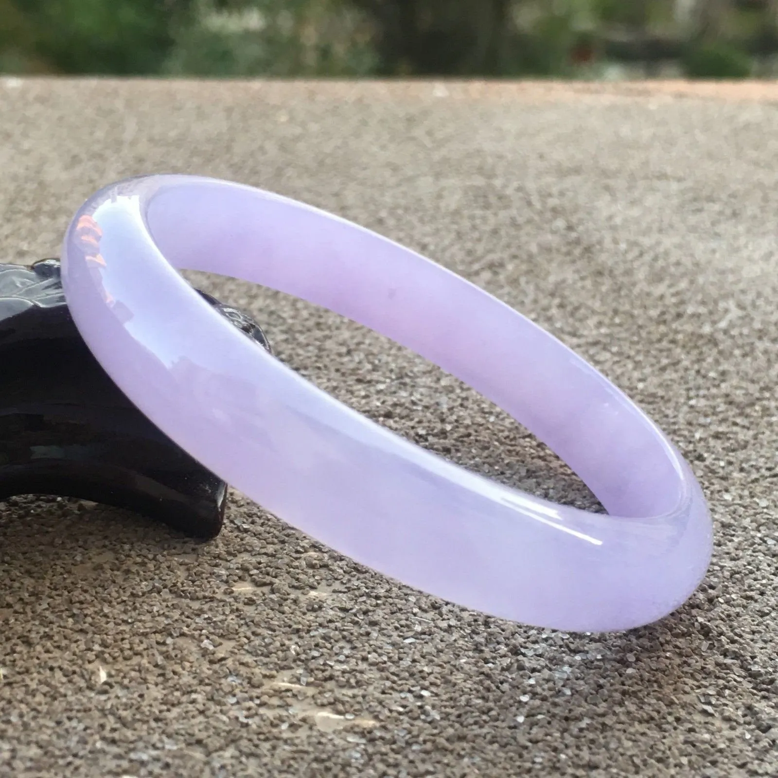 10% OFF- 57/58/59mm Certified Natural Lavender Jadeite Emerald A*Jade HandCarved Bangle T156