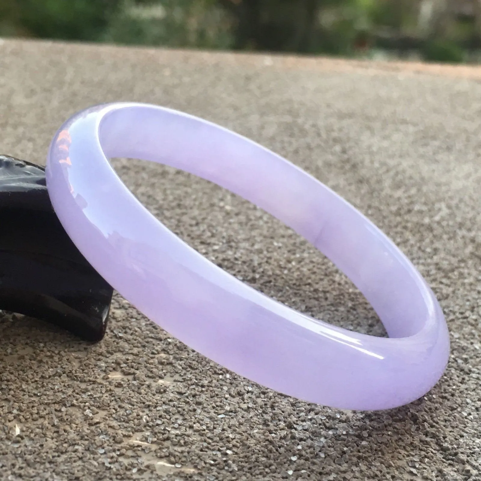 10% OFF- 57/58/59mm Certified Natural Lavender Jadeite Emerald A*Jade HandCarved Bangle T156