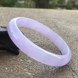 10% OFF- 57/58/59mm Certified Natural Lavender Jadeite Emerald A*Jade HandCarved Bangle T156