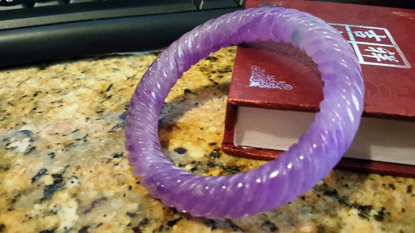 10% OFF- 57/58/59mm Certified Natural Lavender Jadeite Emerald A*Jade HandCarved Bangle X3387