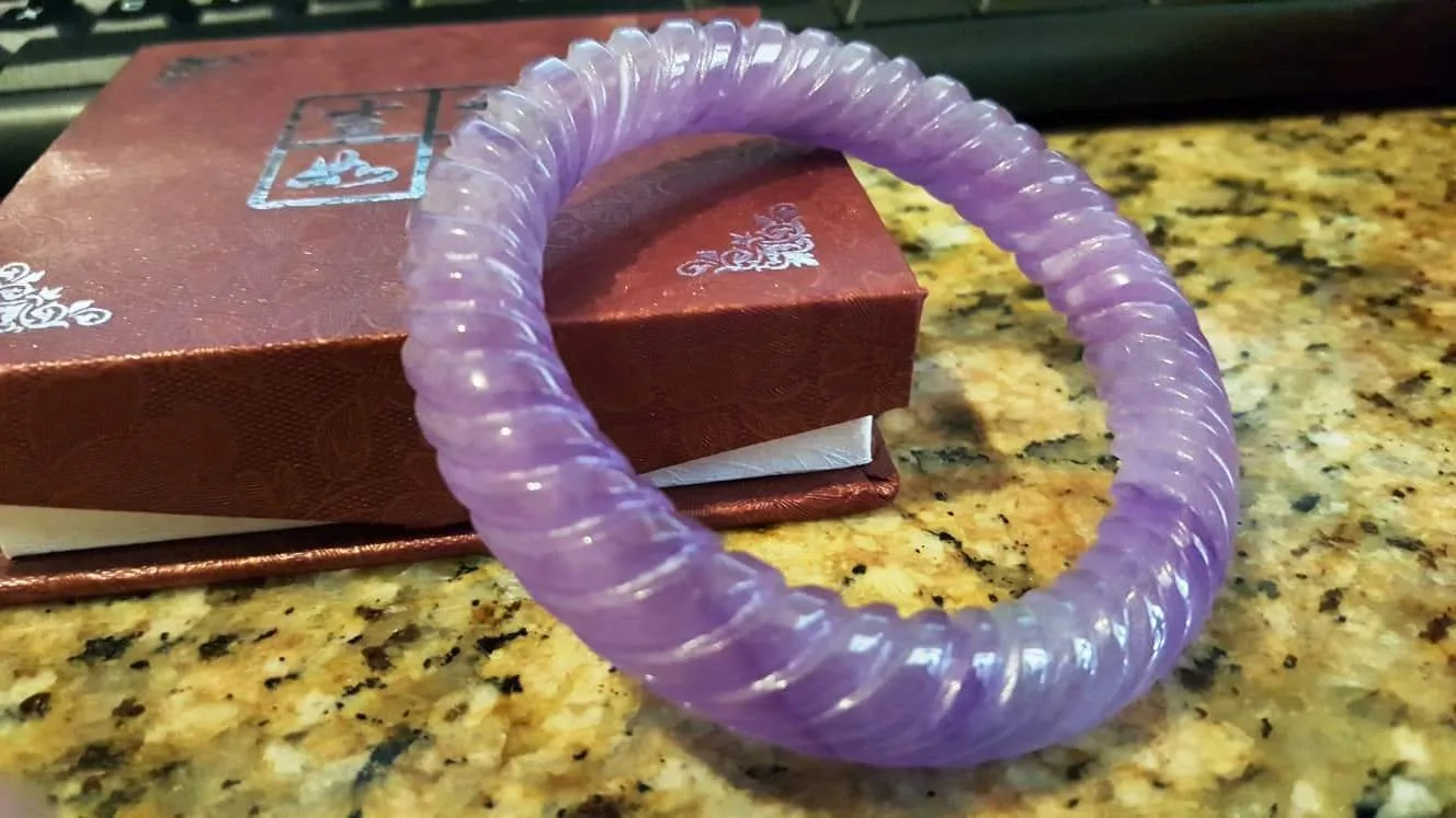 10% OFF- 57/58/59mm Certified Natural Lavender Jadeite Emerald A*Jade HandCarved Bangle X3387