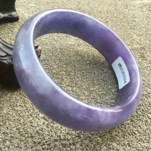10% OFF- 57/58/59mm Certified Natural Purple Jadeite Emerald A*Jade HandCarved Bangle x2556