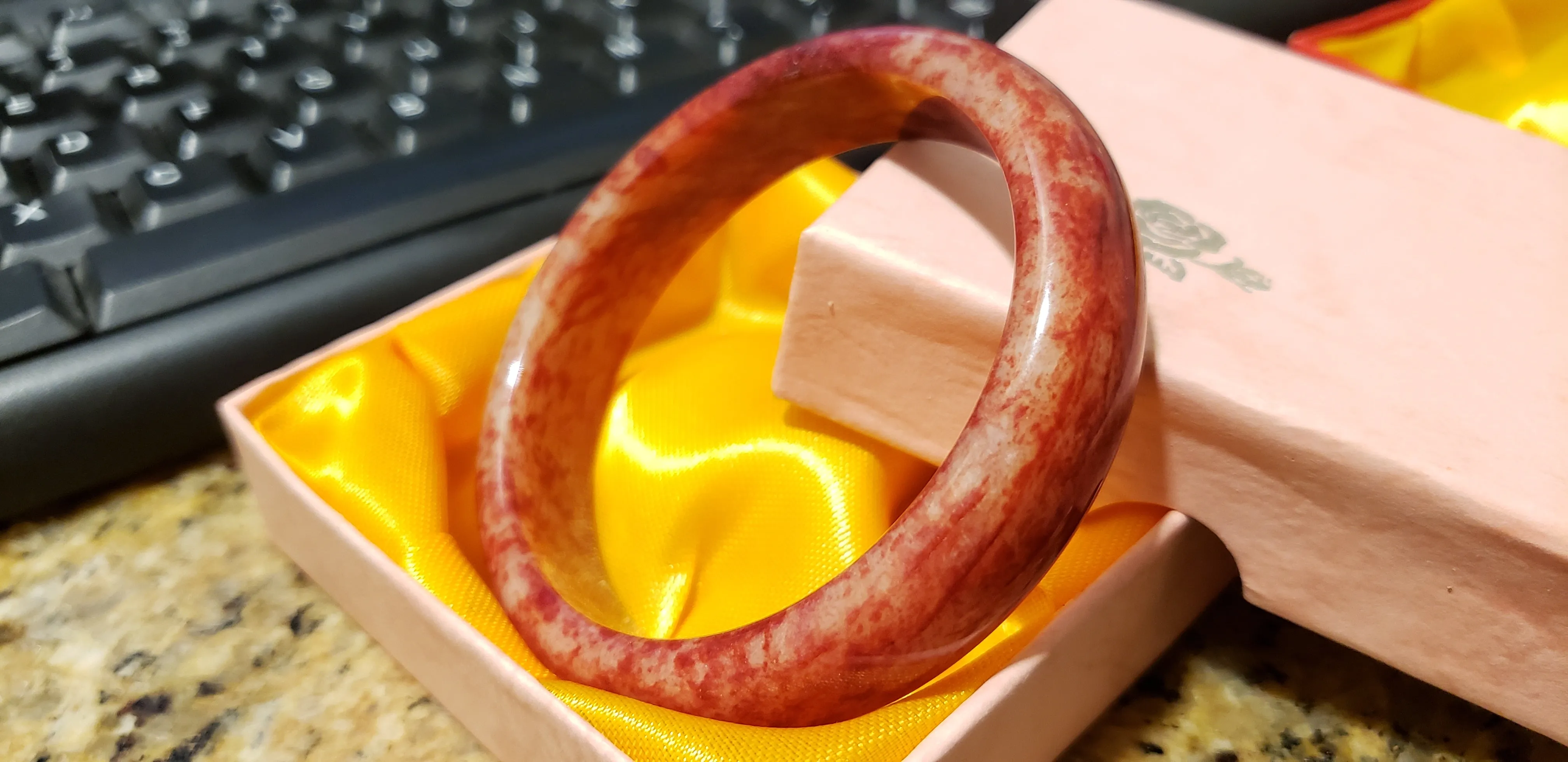 10% OFF- 57/58/59mm Certified Natural Red Emerald A*Jade Handcarved Bangle A168