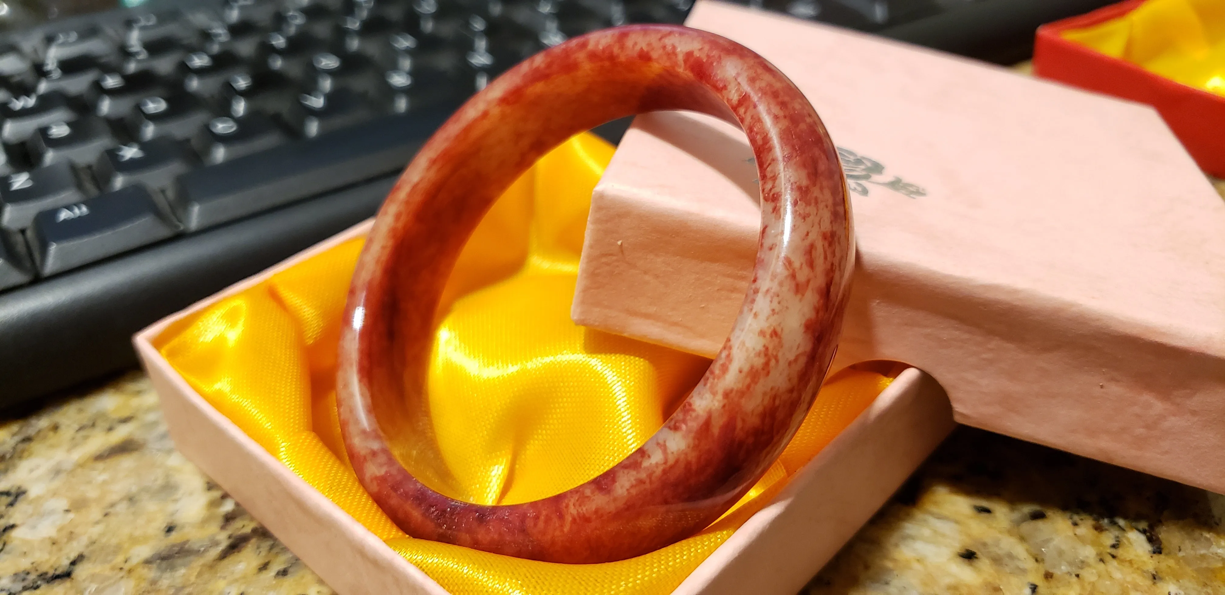 10% OFF- 57/58/59mm Certified Natural Red Emerald A*Jade Handcarved Bangle A168