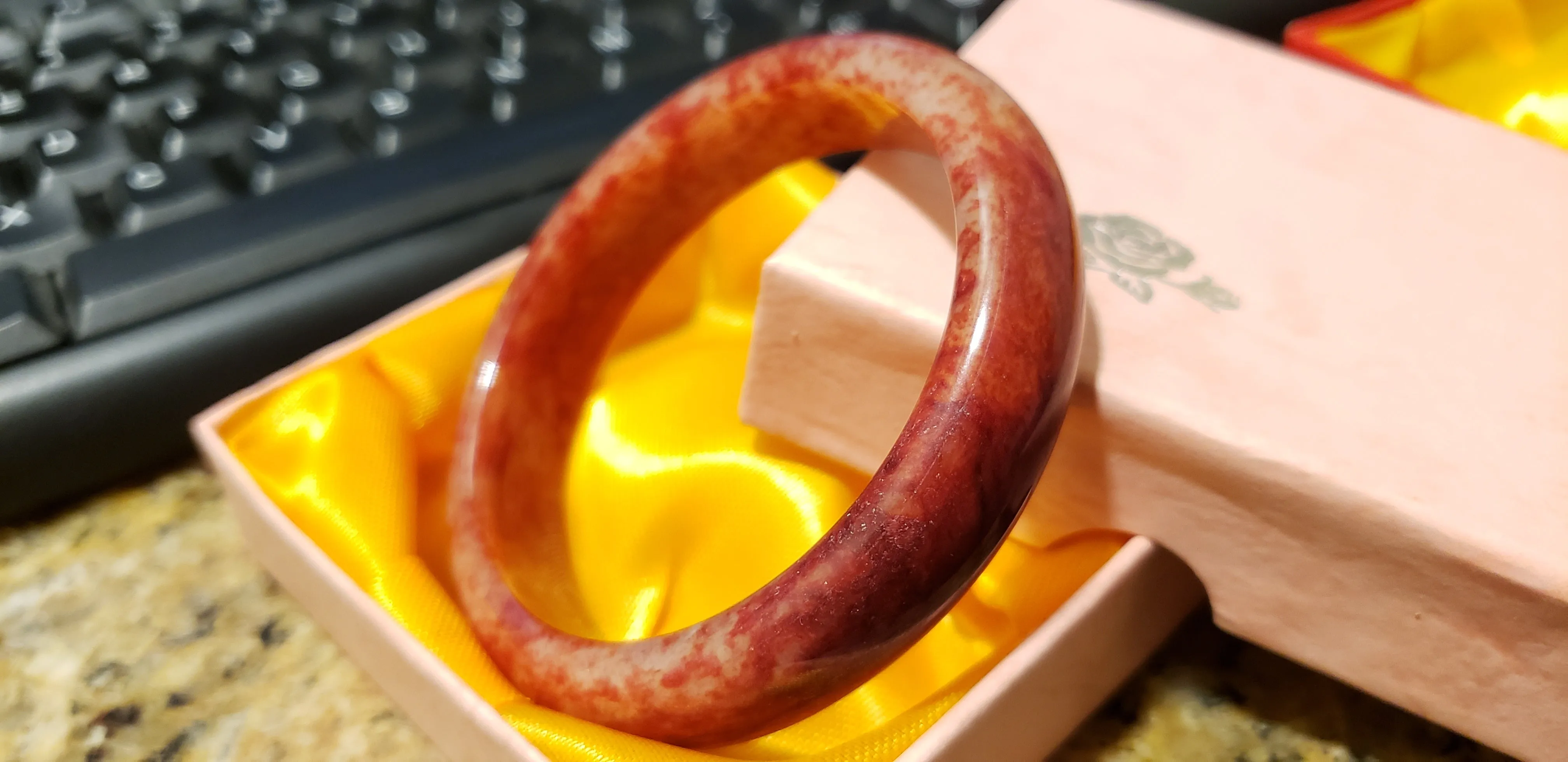 10% OFF- 57/58/59mm Certified Natural Red Emerald A*Jade Handcarved Bangle A168