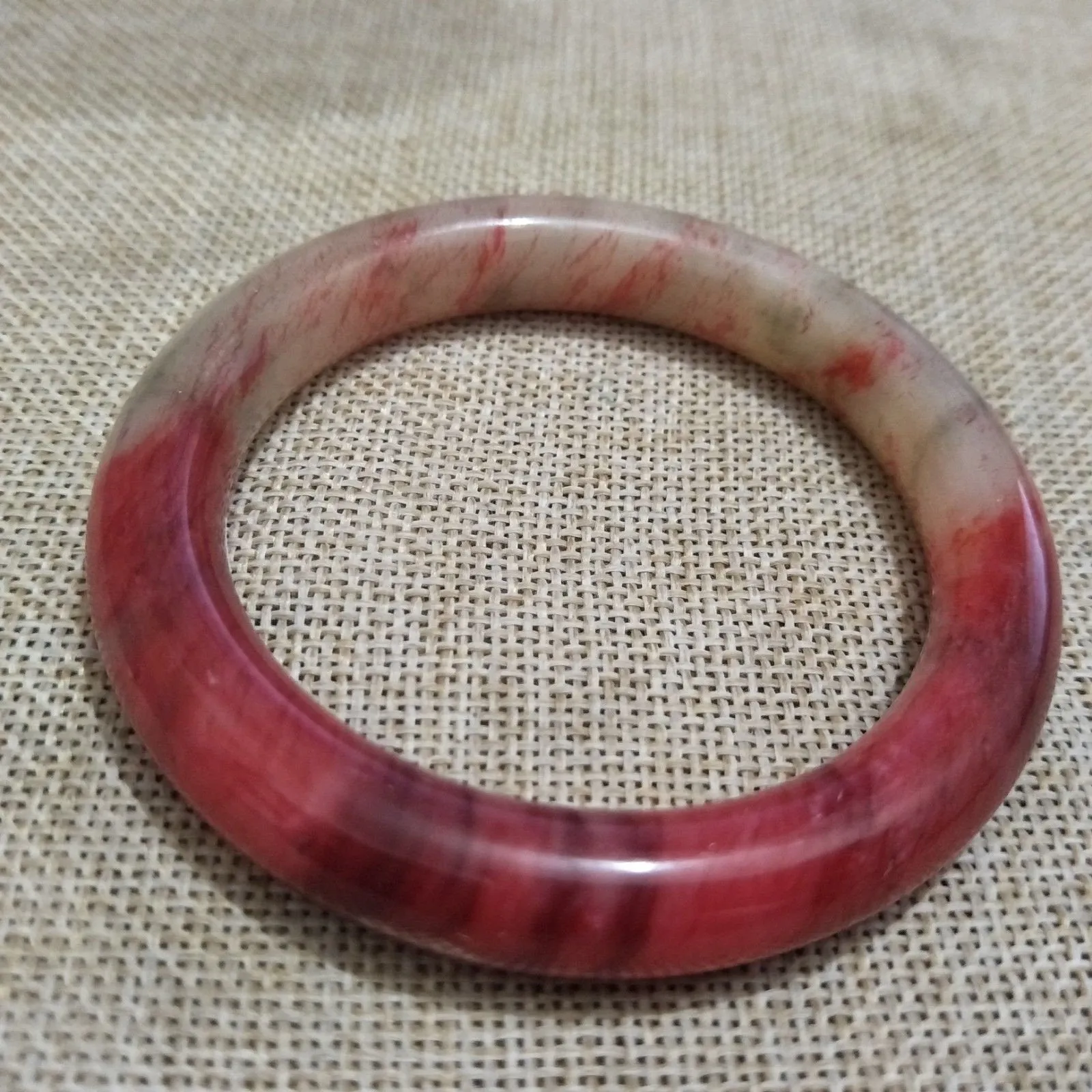 10% OFF- 5758/59mm Certified Natural Red Jadeite Emerald A*Jade HandCarved Bangle H505