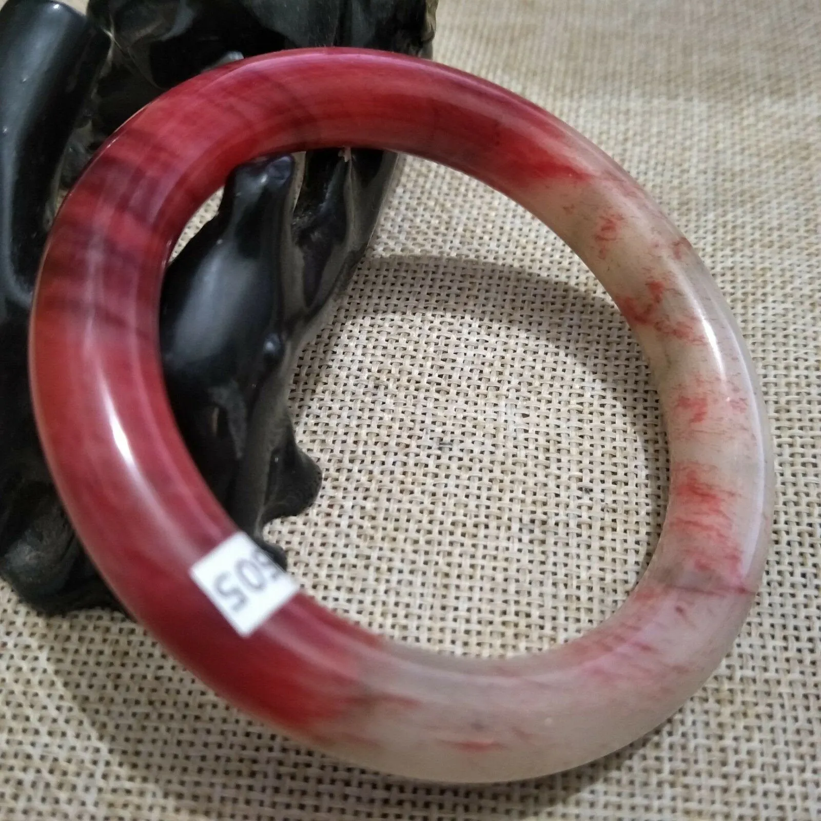 10% OFF- 5758/59mm Certified Natural Red Jadeite Emerald A*Jade HandCarved Bangle H505