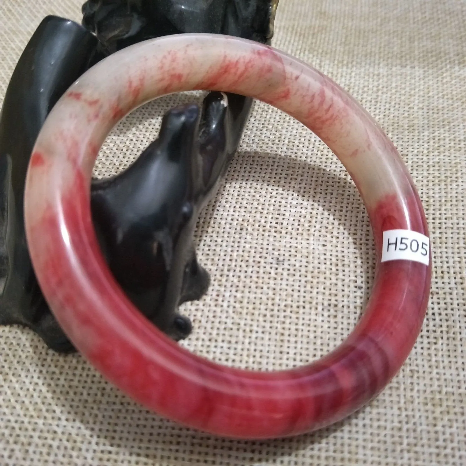 10% OFF- 5758/59mm Certified Natural Red Jadeite Emerald A*Jade HandCarved Bangle H505