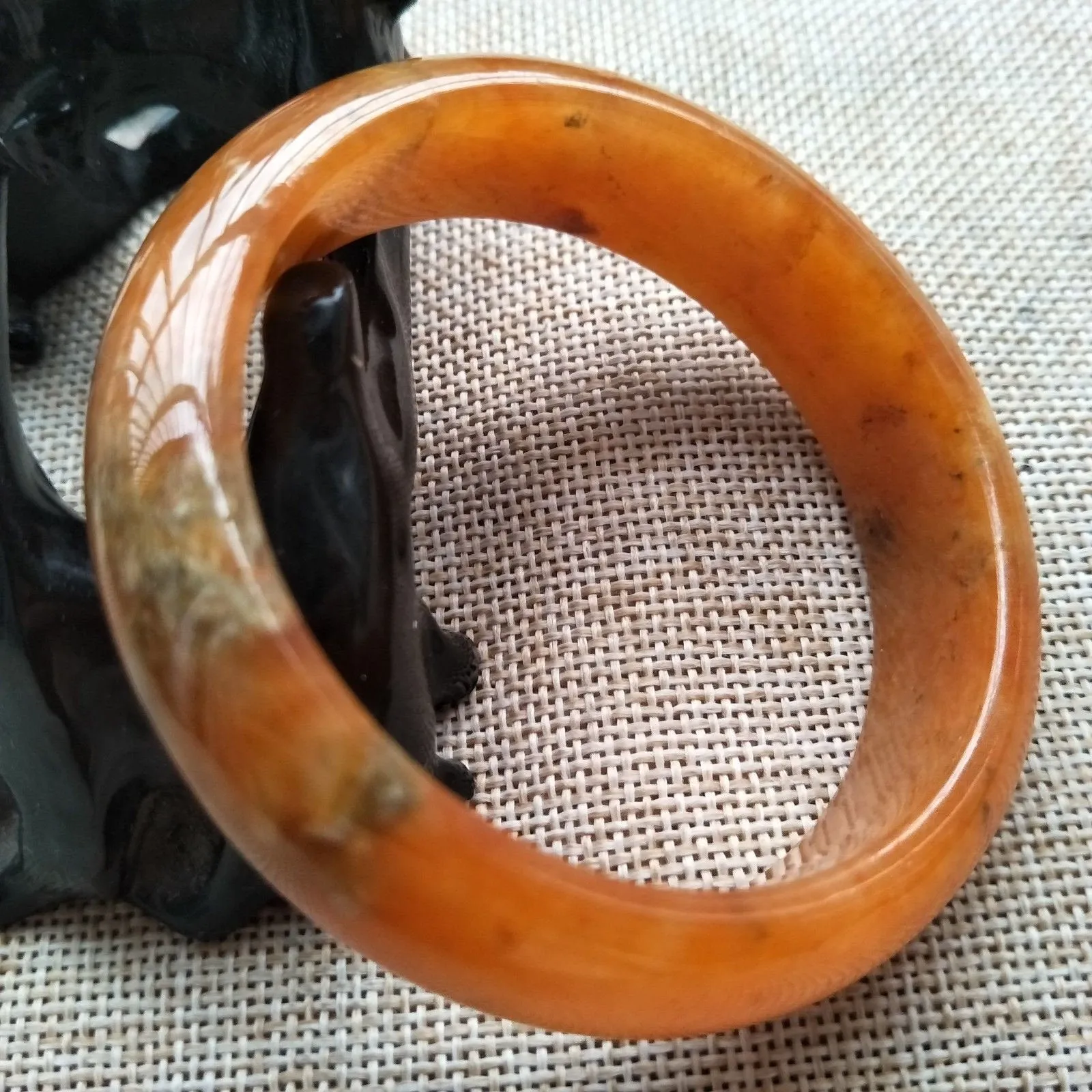 10% OFF- 57/58/59mm Certified Natural Yellow Red Jadeite Emerald A*Jade HandCarved Bangle W558