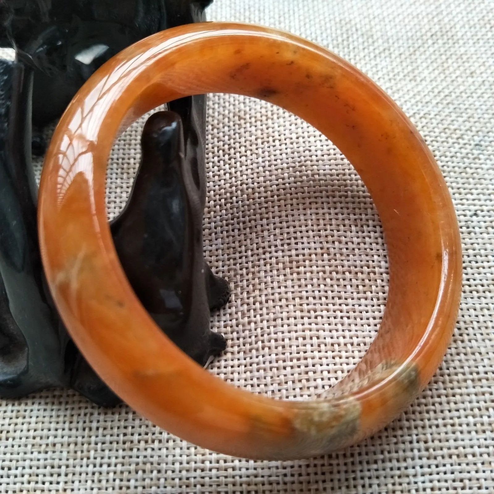 10% OFF- 57/58/59mm Certified Natural Yellow Red Jadeite Emerald A*Jade HandCarved Bangle W558