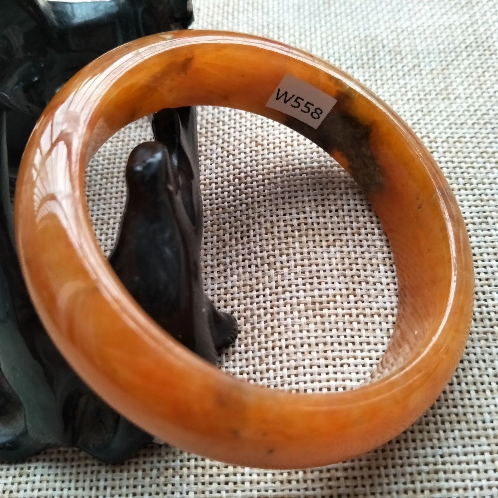 10% OFF- 57/58/59mm Certified Natural Yellow Red Jadeite Emerald A*Jade HandCarved Bangle W558