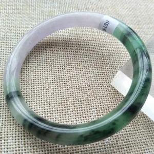 10% OFF- 57/58/59mm Certified Natural Zebra Jadeite Emerald A Jade Handcarved Round Bangle S9189