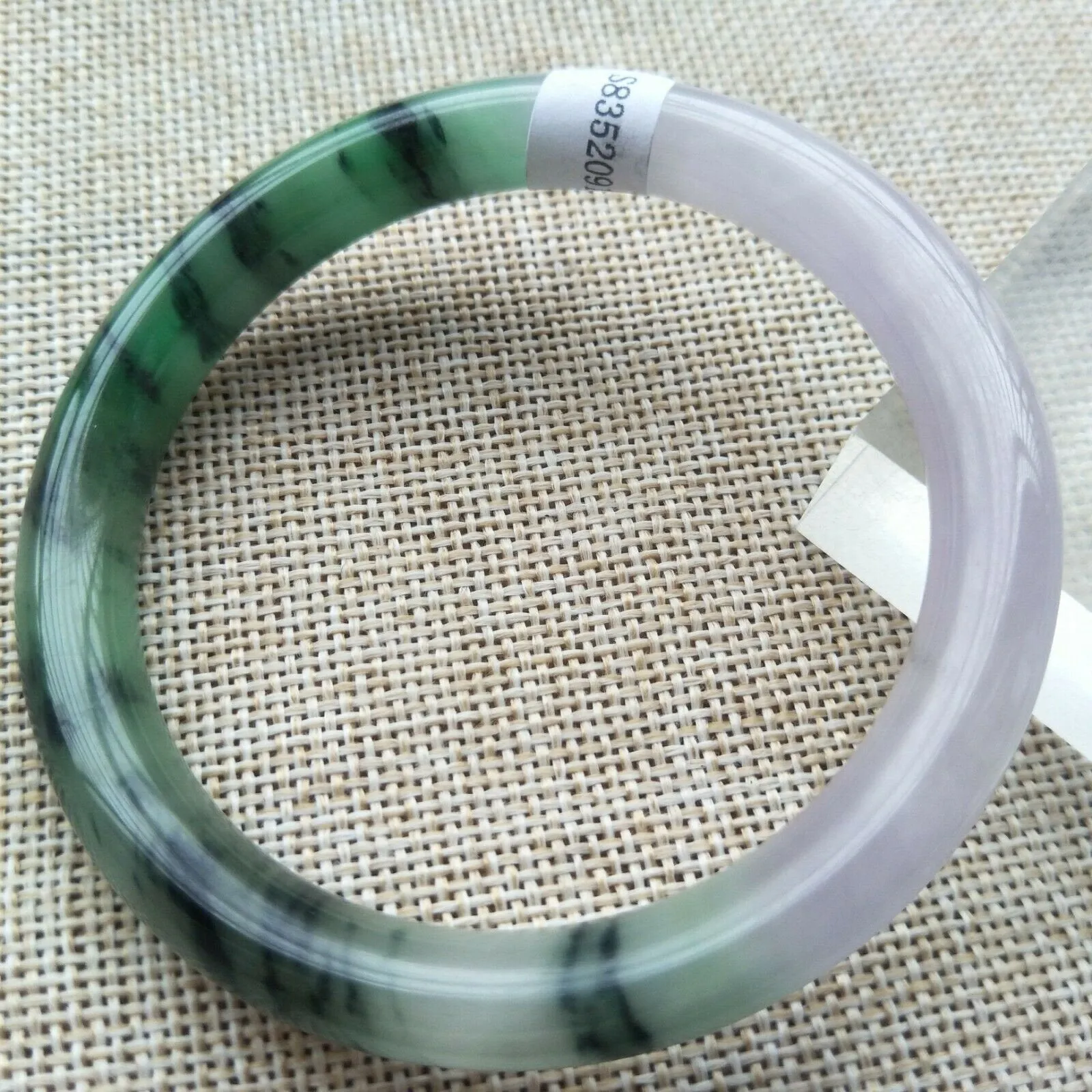 10% OFF- 57/58/59mm Certified Natural Zebra Jadeite Emerald A Jade Handcarved Round Bangle S9189