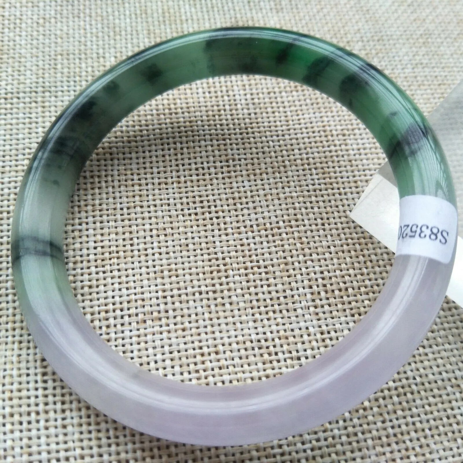10% OFF- 57/58/59mm Certified Natural Zebra Jadeite Emerald A Jade Handcarved Round Bangle S9189