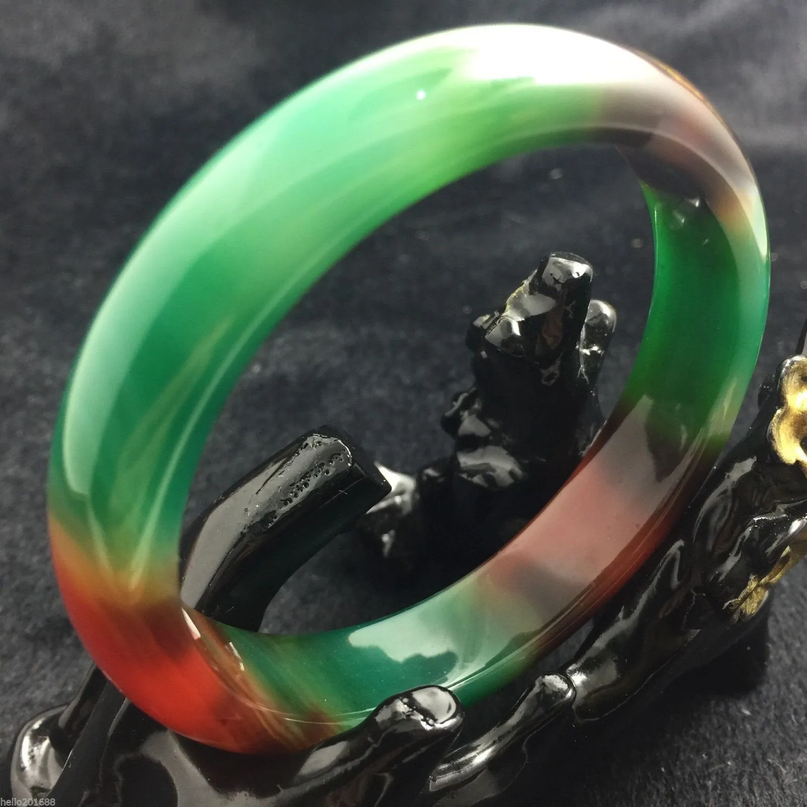 10% OFF- 58/59/60 mm Certified Natural 3 Color Emerald Jade Handcarved Bangle X-1133