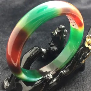 10% OFF- 58/59/60 mm Certified Natural 3 Color Emerald Jade Handcarved Bangle X-1133