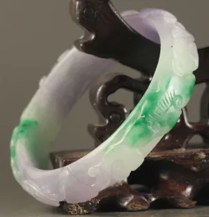 10% OFF- 58/59/60 mm Certified Natural 3-Color Ice Jadeite Emerald Jade Tablets Flower Bracelet Bangle《Grade A》NO.X738