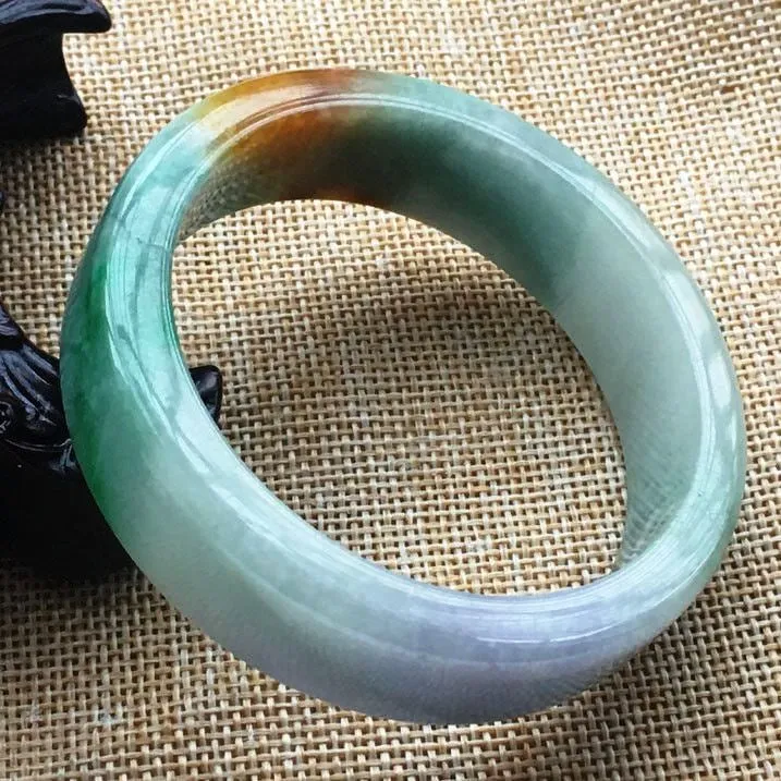 10% OFF- 58/59/60 mm Certified Natural 3 Color Jadeite Emerald A Jade HandCarved Bracelet Bangle F030