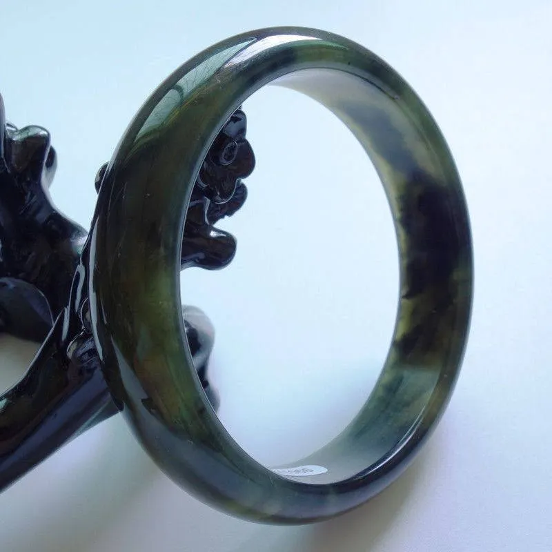 10% OFF- 58/59/60 mm Certified Natural Emerald Xiu Jade A HandCarved Bangle W1066