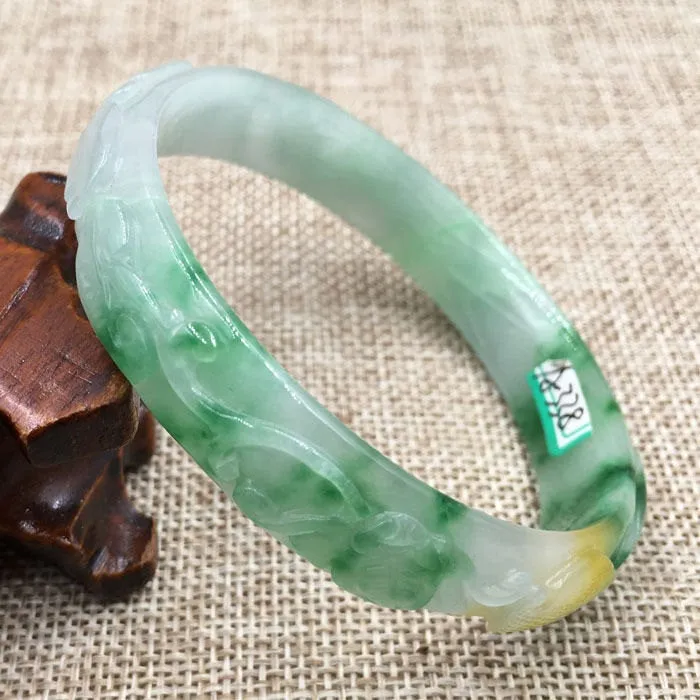 10% OFF- 58/59/60 mm Certified Natural Ice Jadeite Emerald Jade Bracelet Bangle《Grade A》A-338