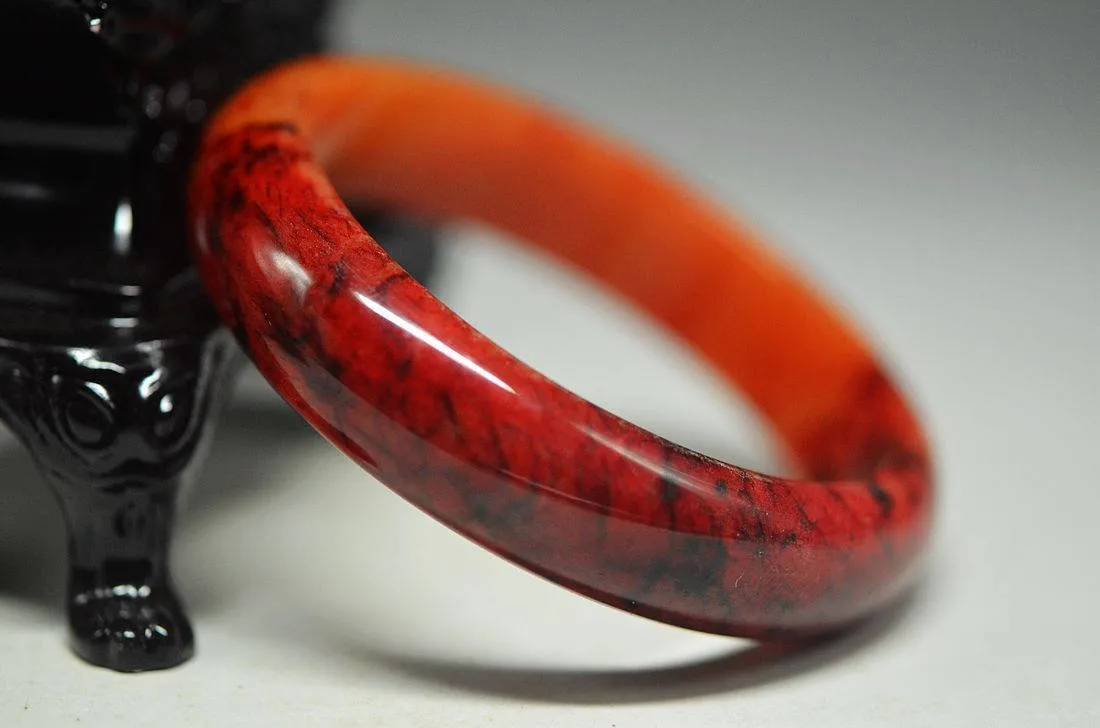 10% OFF- 58/59/60 mm Certified Natural Red Emerald A*Jade Handcarved Bangle XB-2018