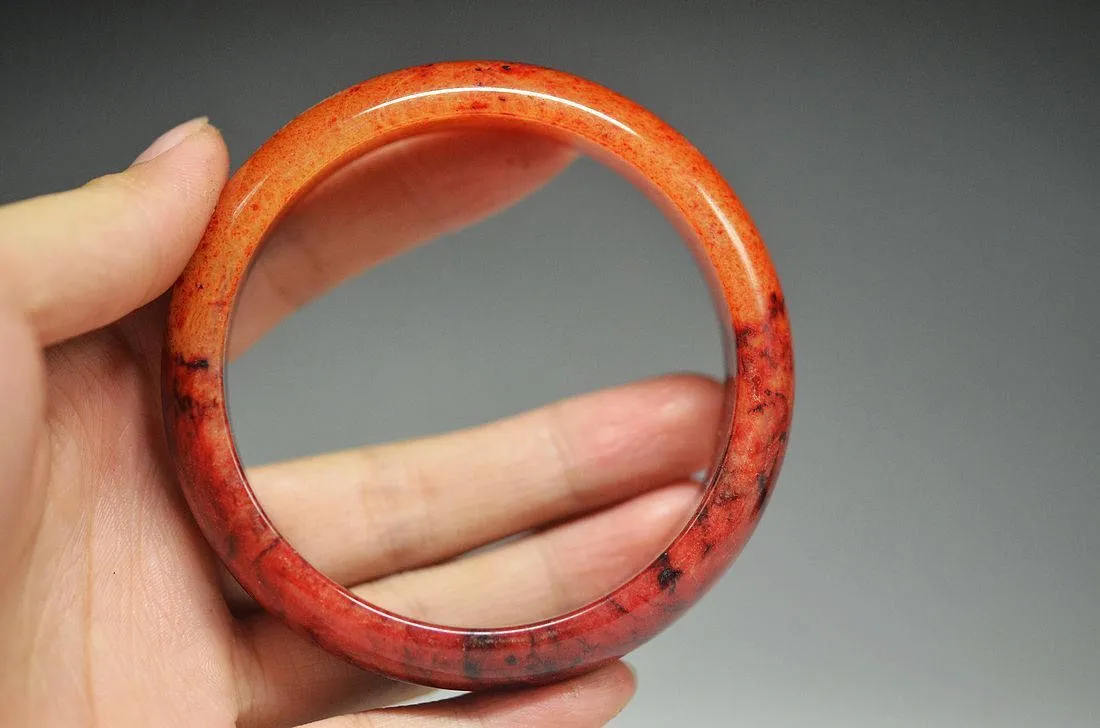 10% OFF- 58/59/60 mm Certified Natural Red Emerald A*Jade Handcarved Bangle XB-2018