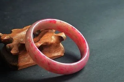 10% OFF- 58/59/60 mm Certified Natural Red Peach Blossom Emerald A*Jade Handcarved Bangle X01