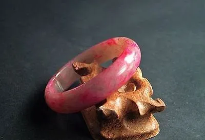 10% OFF- 58/59/60 mm Certified Natural Red Peach Blossom Emerald A*Jade Handcarved Bangle X01