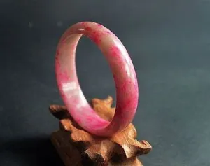 10% OFF- 58/59/60 mm Certified Natural Red Peach Blossom Emerald A*Jade Handcarved Bangle X01