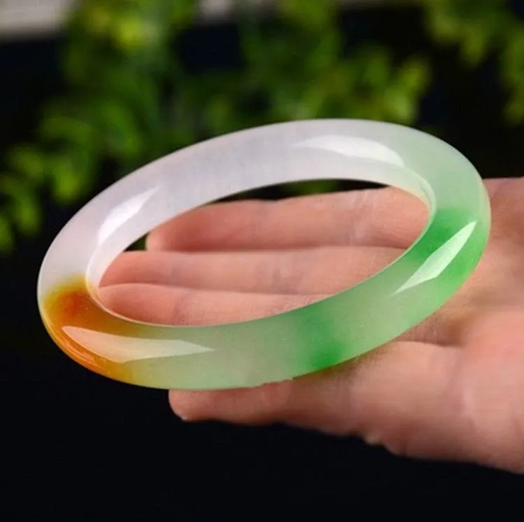 10% OFF- 58/59/60mm Certified Natural 3 Color Jadeite Emerald A*Jade HandCarved Bangle A194099