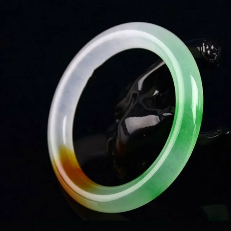 10% OFF- 58/59/60mm Certified Natural 3 Color Jadeite Emerald A*Jade HandCarved Bangle A194099