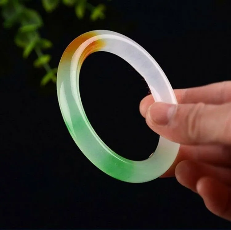 10% OFF- 58/59/60mm Certified Natural 3 Color Jadeite Emerald A*Jade HandCarved Bangle A194099