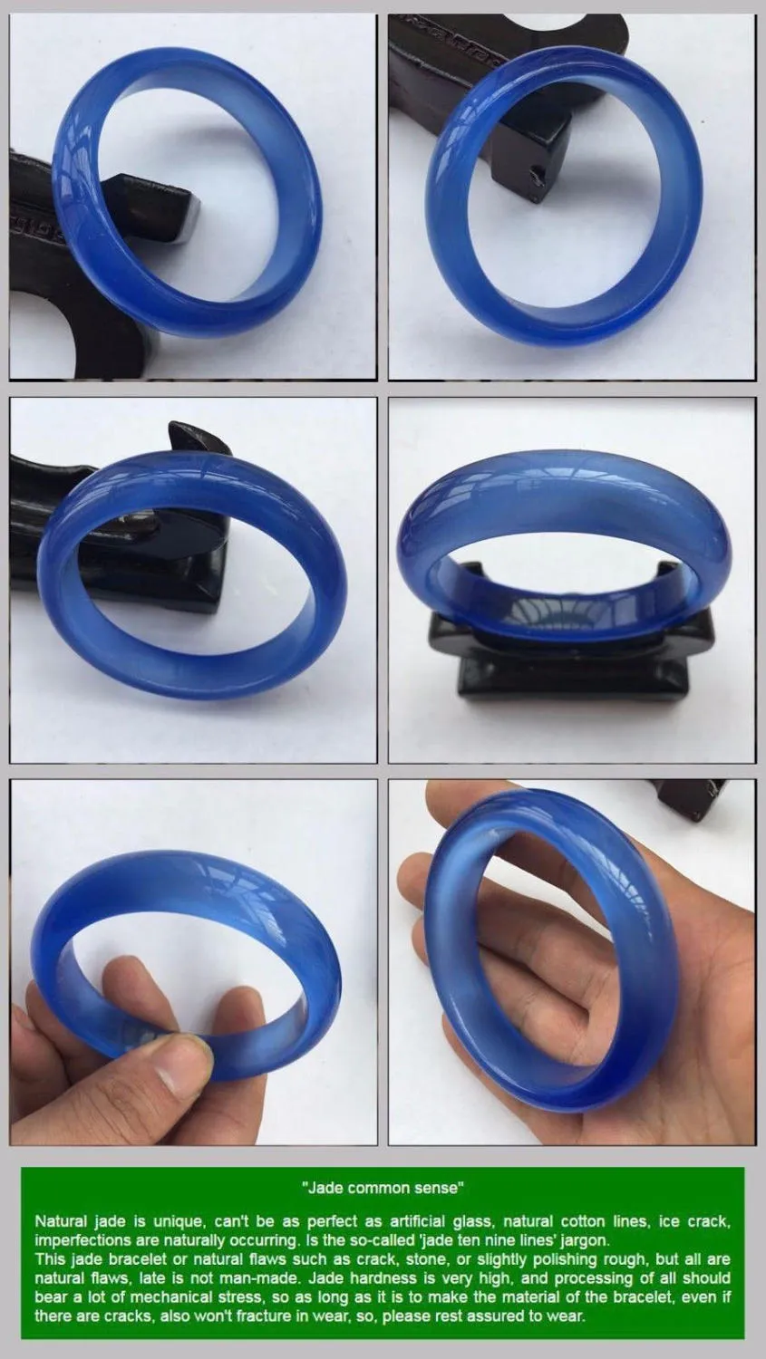 10% OFF- 58/59/60mm Certified Natural BLue Nephrite Emerald A*Jade Carved Bangle